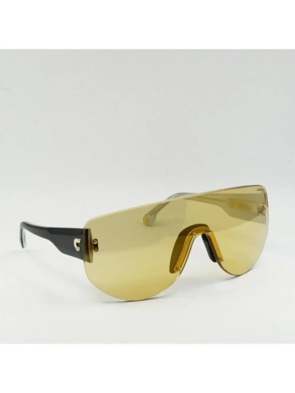 Carrera FLAGLAB 12 04CW ET Sunglasses Black Shield Frame, Yellow Lenses